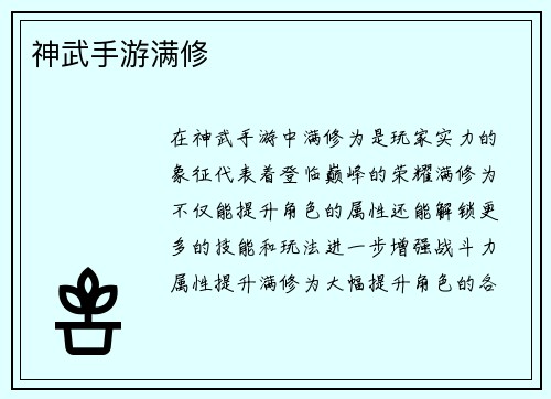 神武手游满修